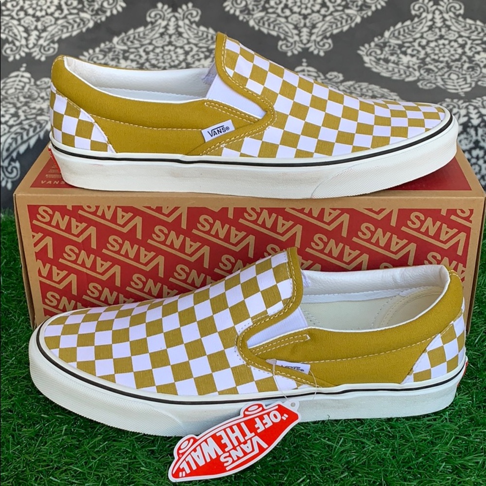 VANS CLASSIC SLIP ON CHECKERBOARD OLIVE OIL MEN’S - Picture 4 of 16
